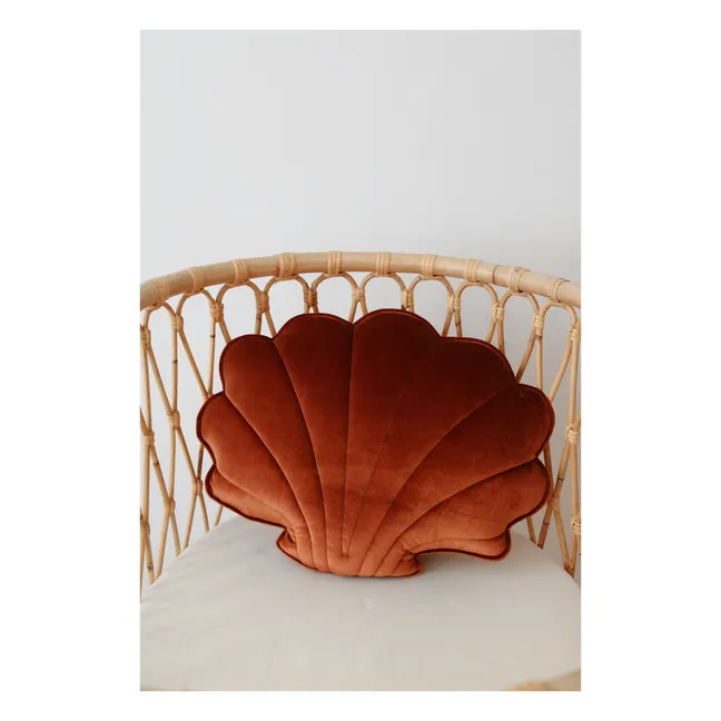 Velvet shell cushion | Terracotta