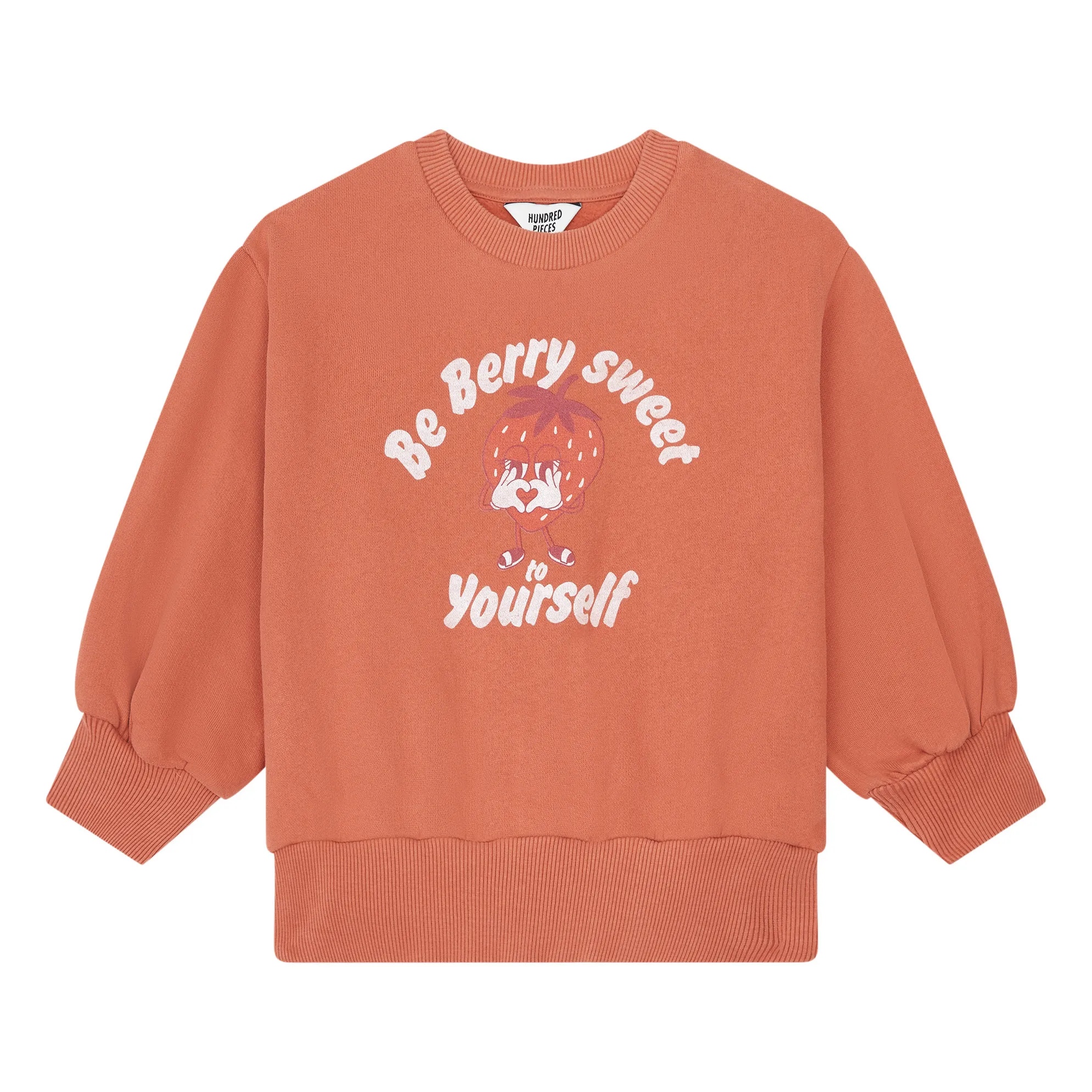 Hundred Pieces Brick Red Organic Cotton Crewneck Sweatshirt