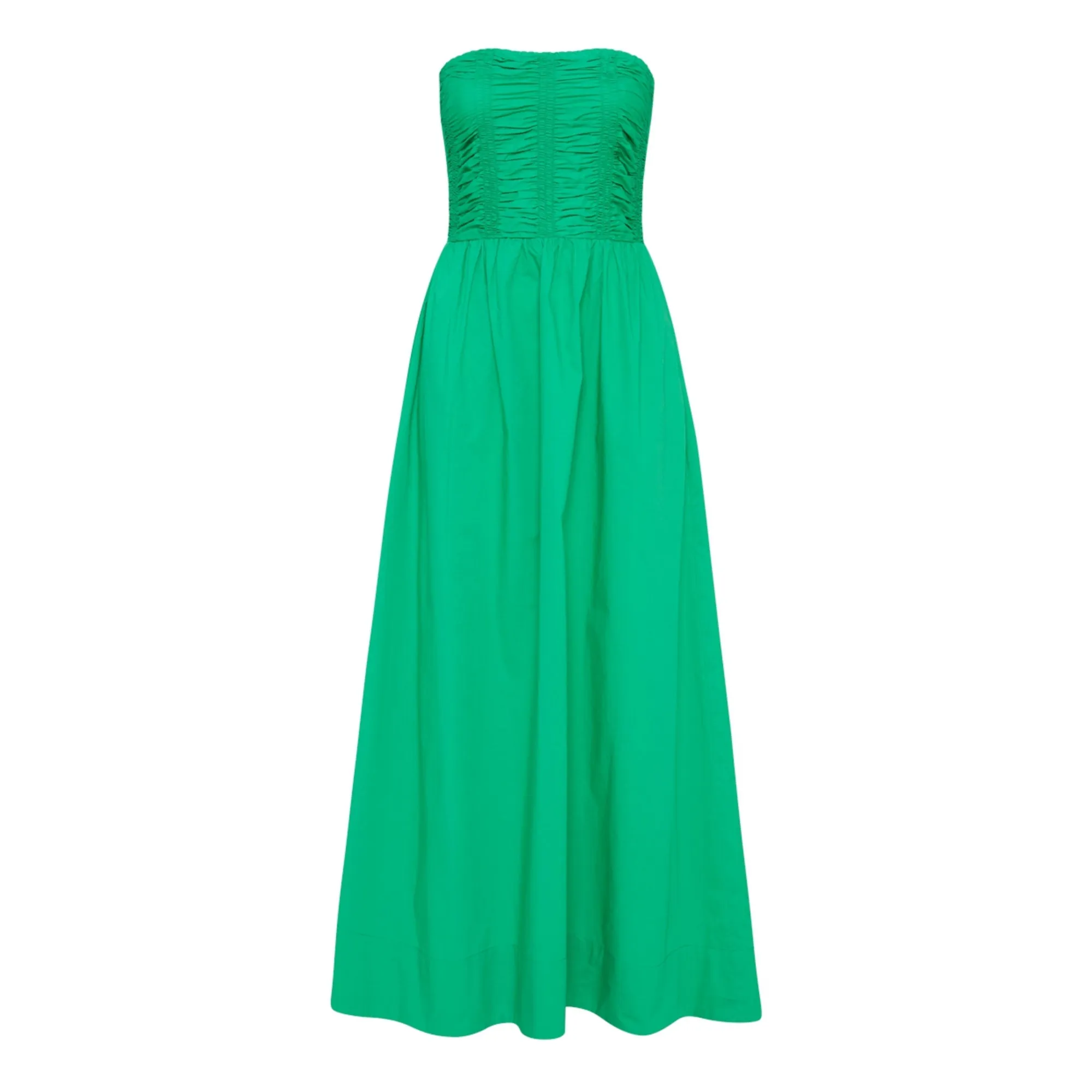 faithfull dominquez smocked strapless organic cotton-poplin midi dress Dominquez Midi Dress