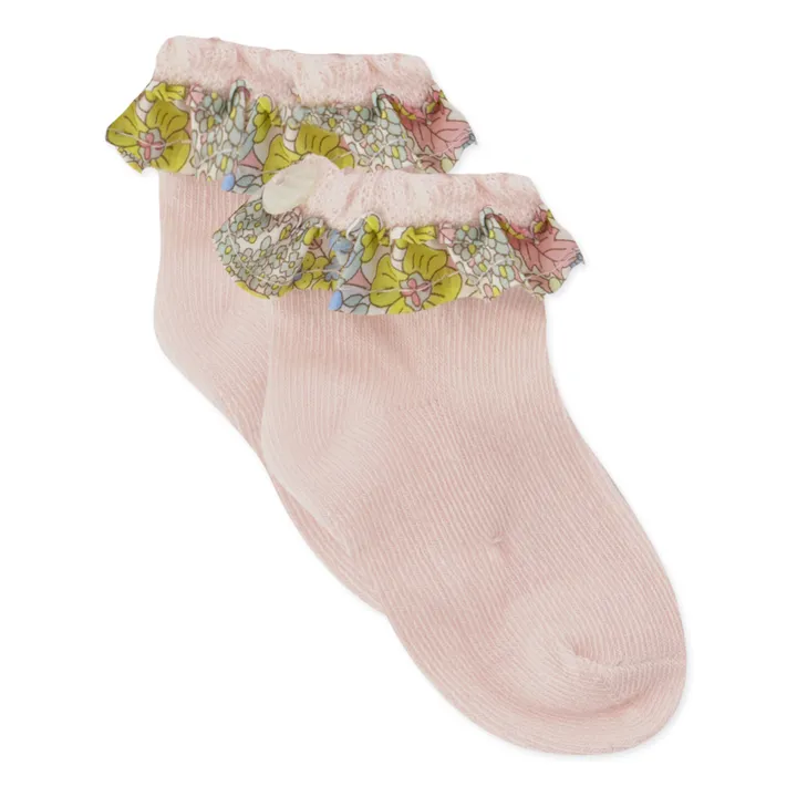 Chaussettes à Volants Fleuris | Rose pâle- Image produit n°0