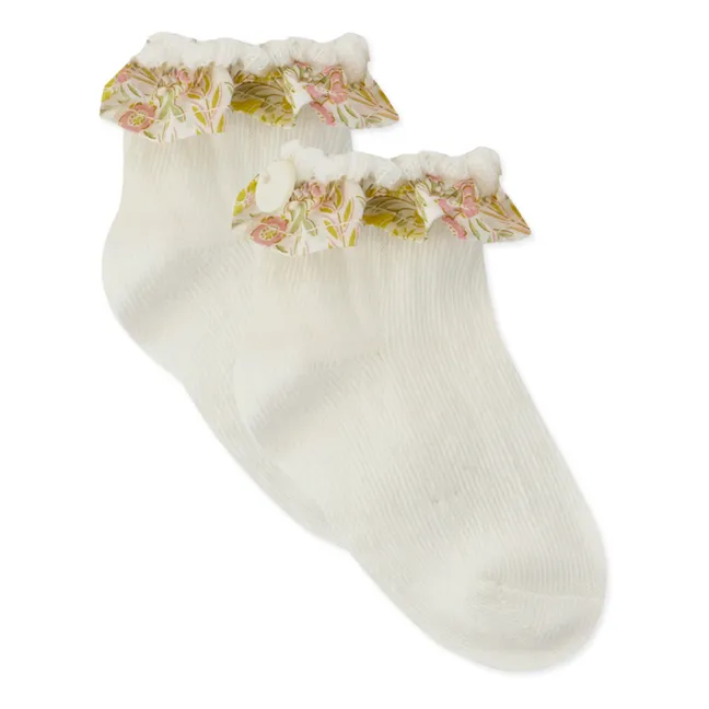 Calcetines con volantes florales | Crudo