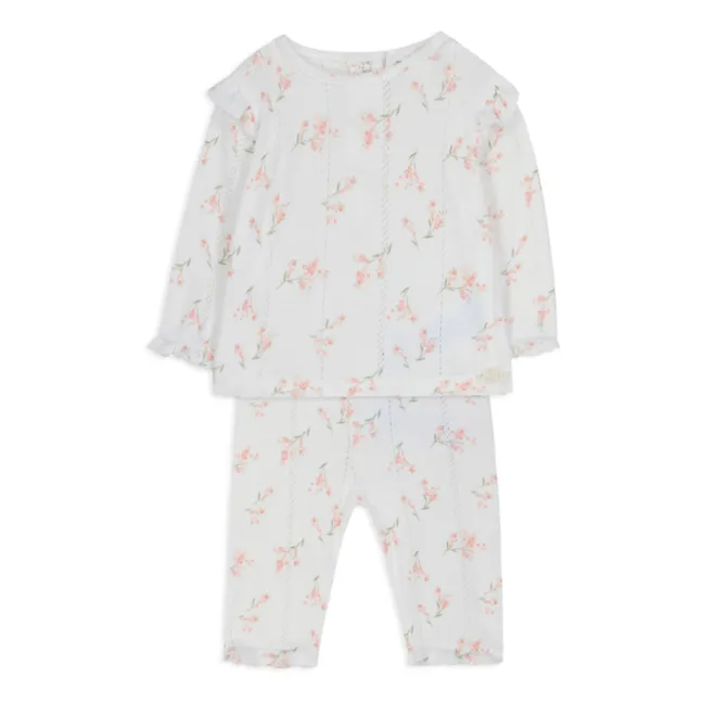 Flowery Pyjama Set | White
