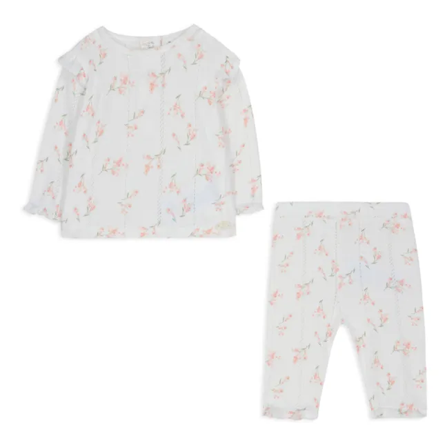 Conjunto de pijama de flores | Blanco