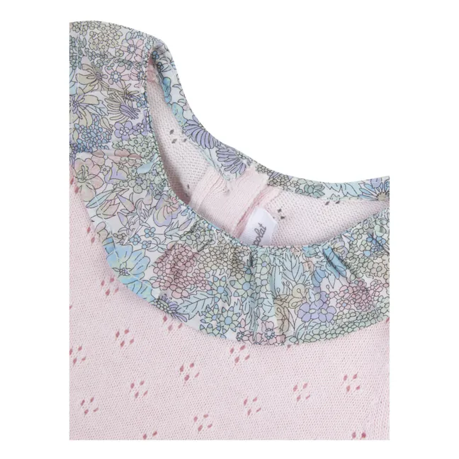 Ajourée floral neck romper | Pale pink