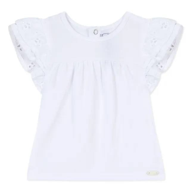 Maglietta Broderie Anglaise | Bianco