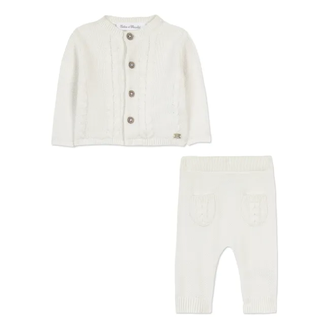 Set cardigan e pantaloni in maglia | Bianco