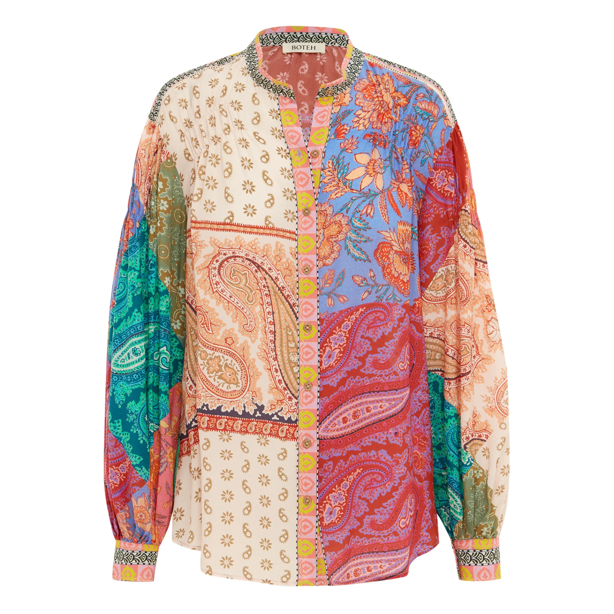 Boteh Pink Kaleido Patchwork Silk Shirt