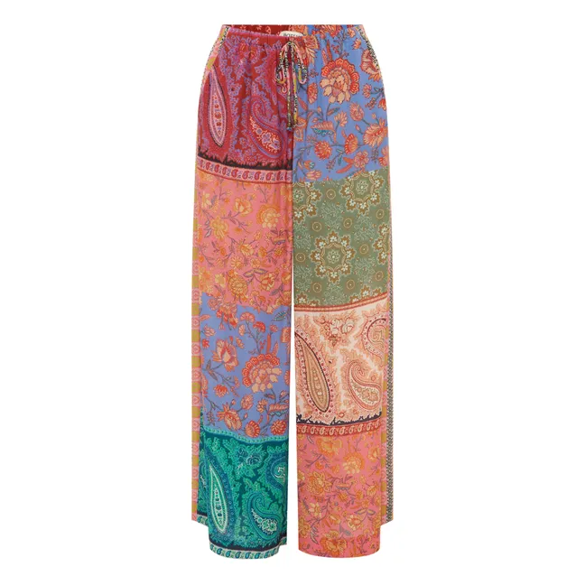 Pantaloni in seta patchwork Kaleido | Rosa