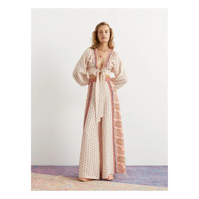 Top Tie Batwing in lino | Rosa
