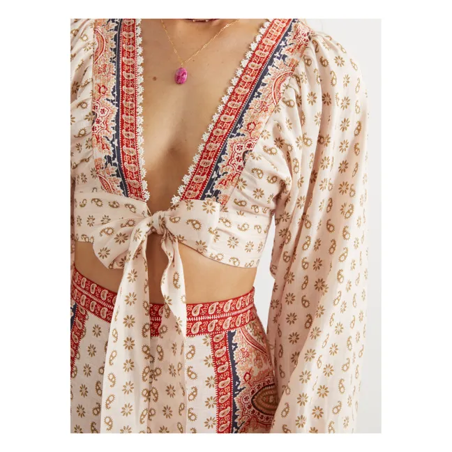 Top Tie Batwing Linen | Pink