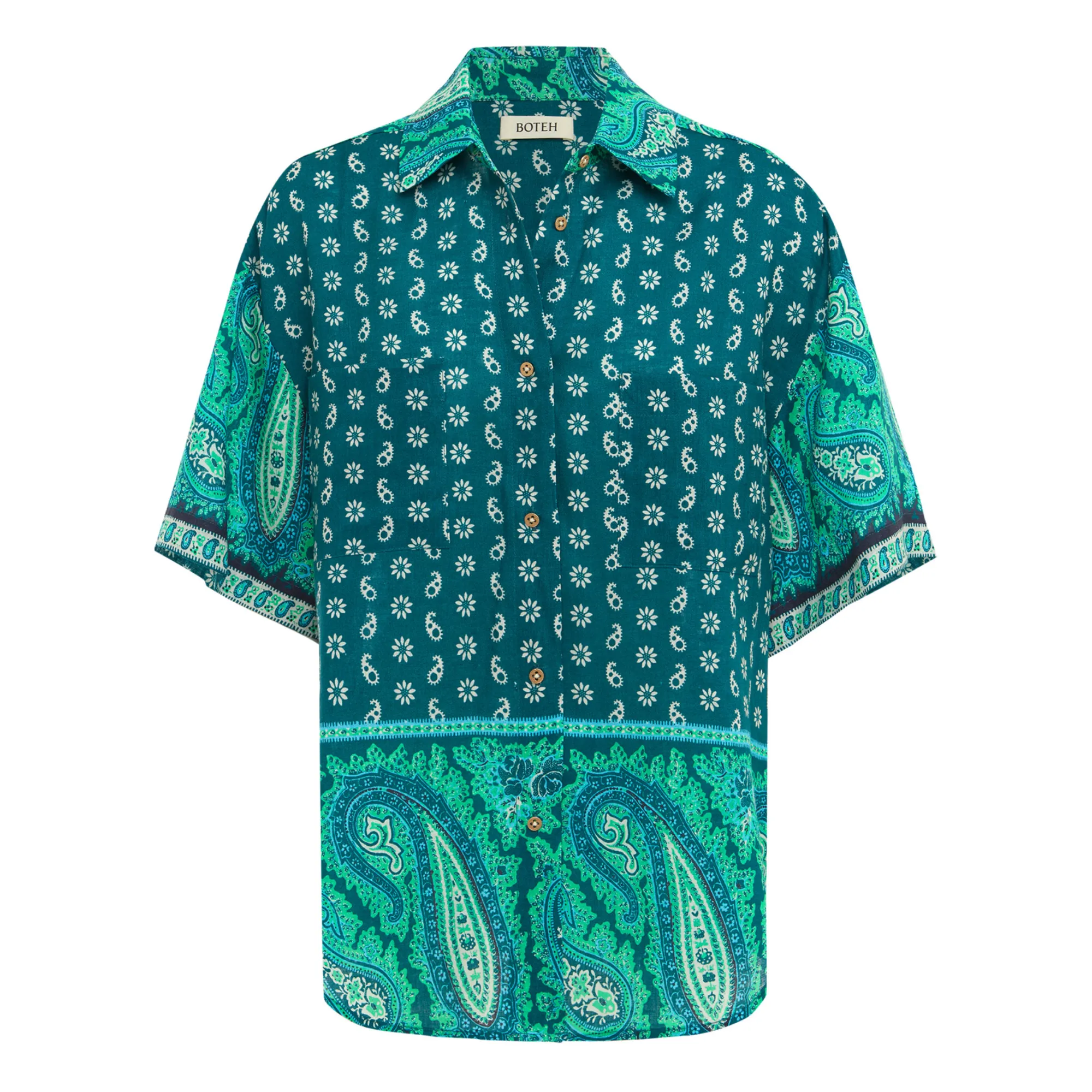 Boteh Boys Emerald Green Elba Linen Shirt