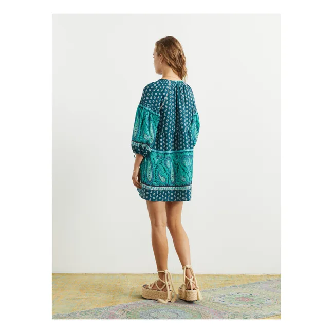 Elba Mini Linen Dress | Emerald green