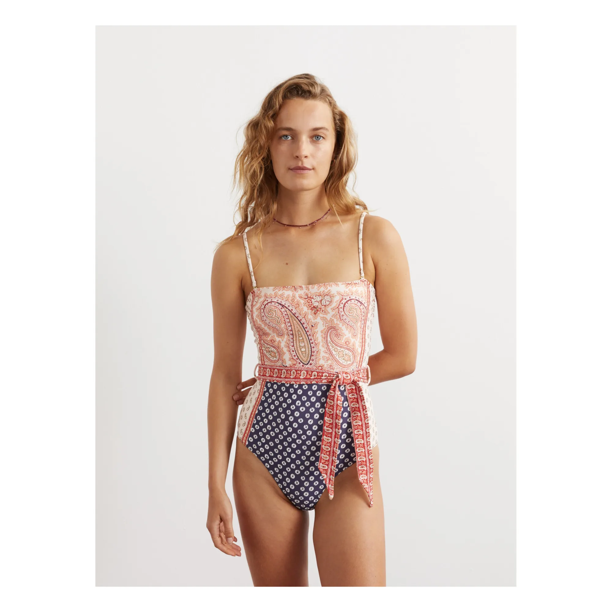 Boteh Pink Panayiota Tie 1-Piece Swimsuit