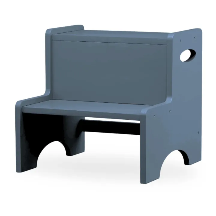 Marche-pied en bois | Bleu- Image produit n°0