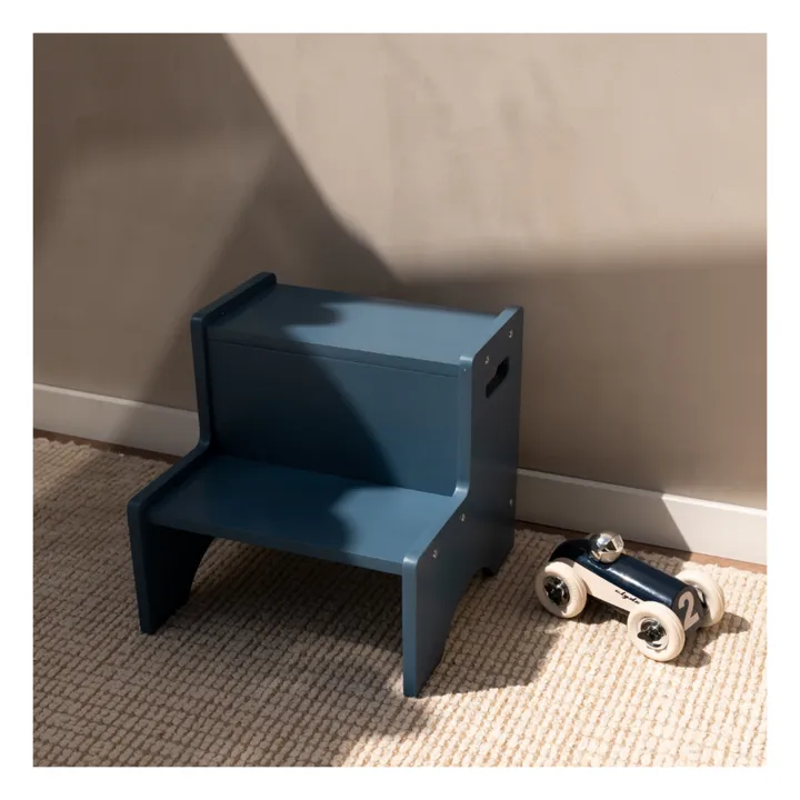 Marche-pied en bois | Bleu- Image produit n°1