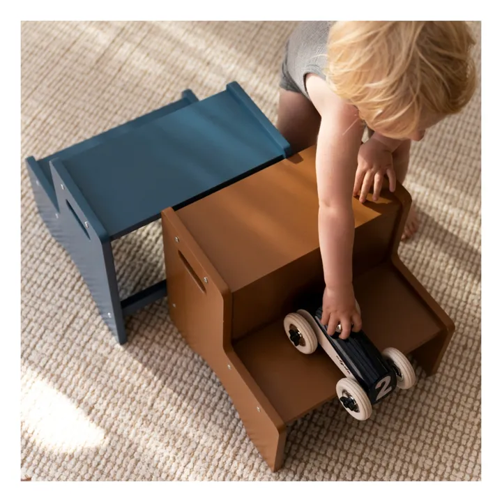 Marche-pied en bois | Bleu- Image produit n°2
