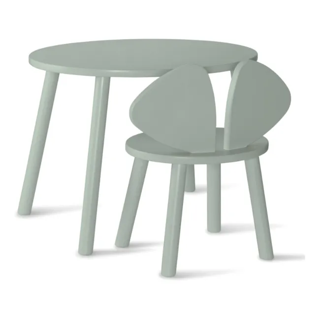 Mesa y silla de abedul Mouse | Verde oliva