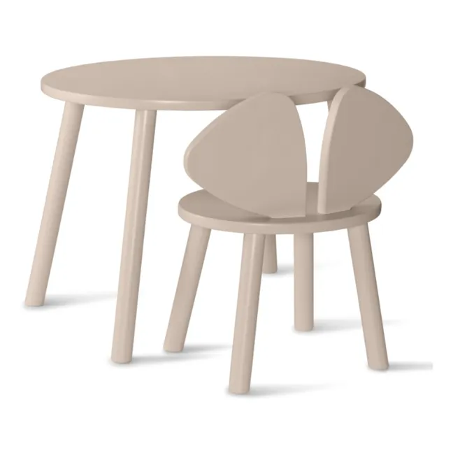 Mesa y silla de abedul Mouse | Beige