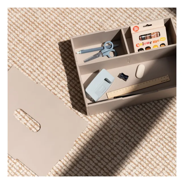Boite de rangement avec couvercle en bois | Beige