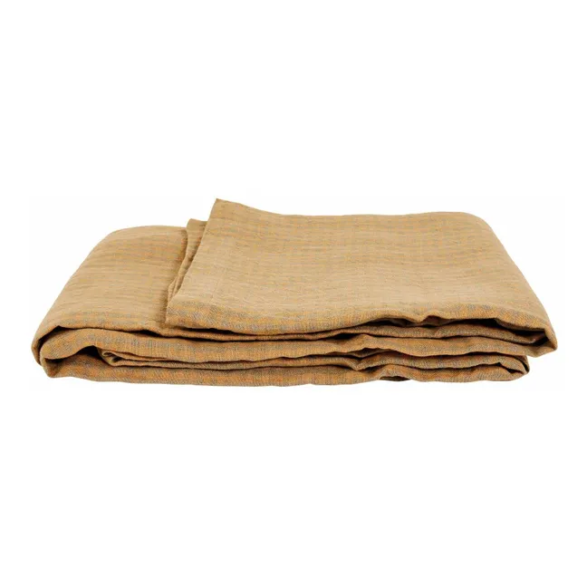 Decke aus Waschleinen Vichy | Gris soie