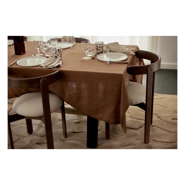 Tischdecke aus Waschleinen Vichy | Altrosa