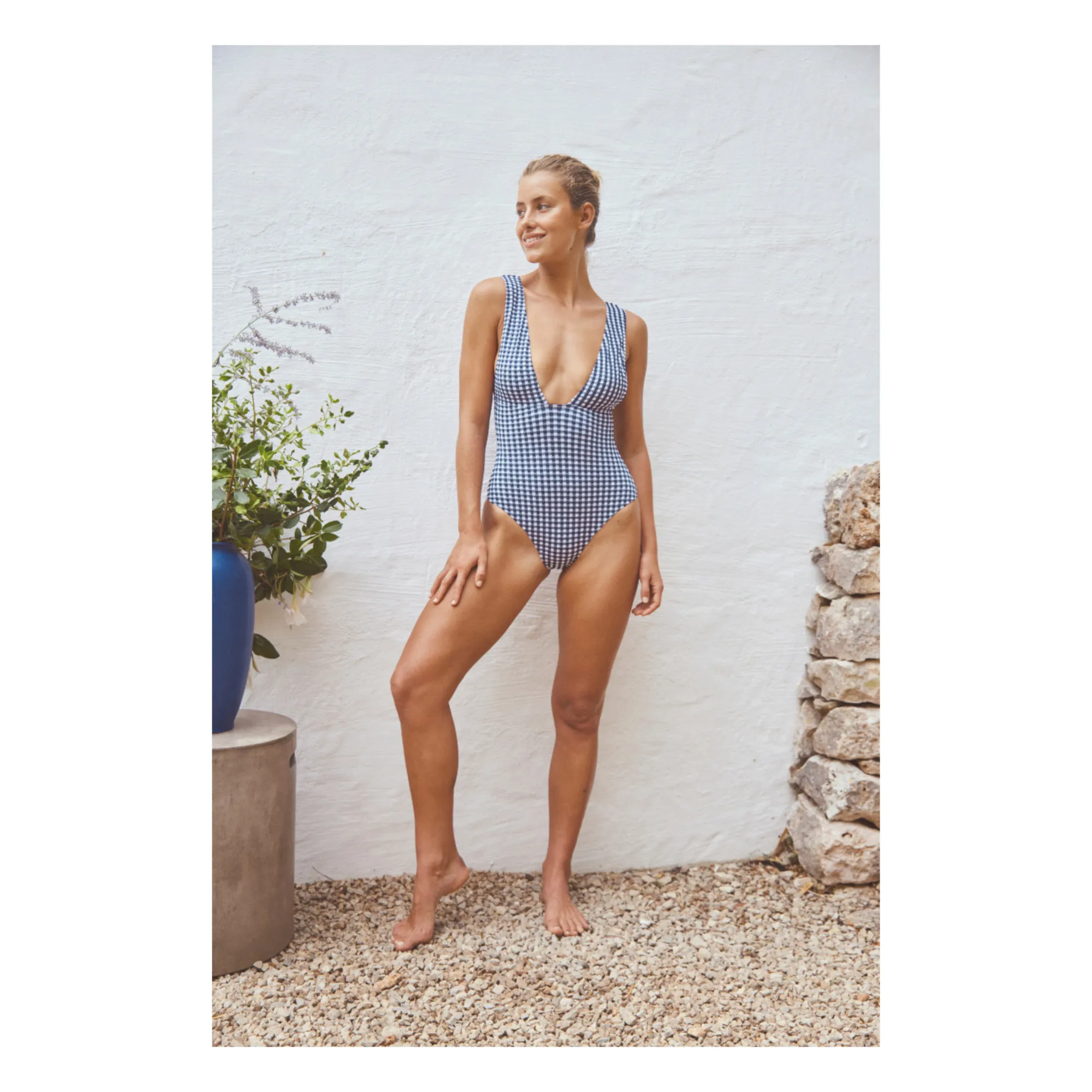 Maillot 1 Pièce Le Plongeant Vichy | Bleu marine- Image produit n°1