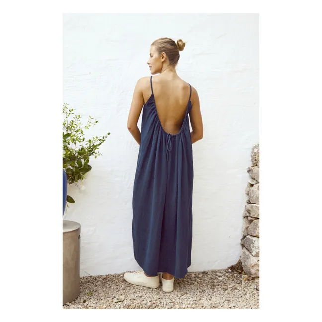 Cotton Gauze Dress | Navy blue