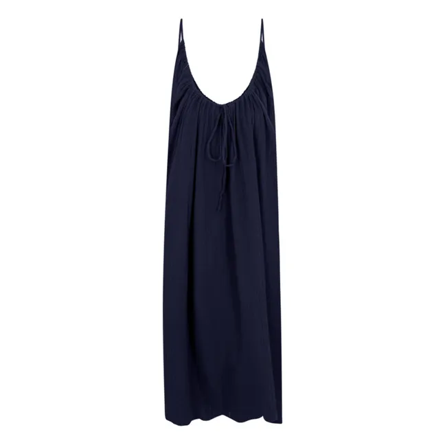 Cotton Gauze Dress | Navy blue