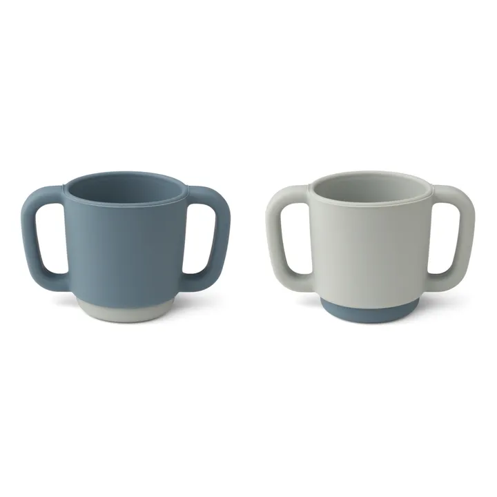 Tasse d'apprentissage Alicia en silicone - Set de 2 | Bleu- Image produit n°0