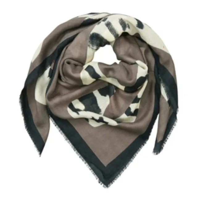 Leamo Wool and Silk Scarf | Taupe brown