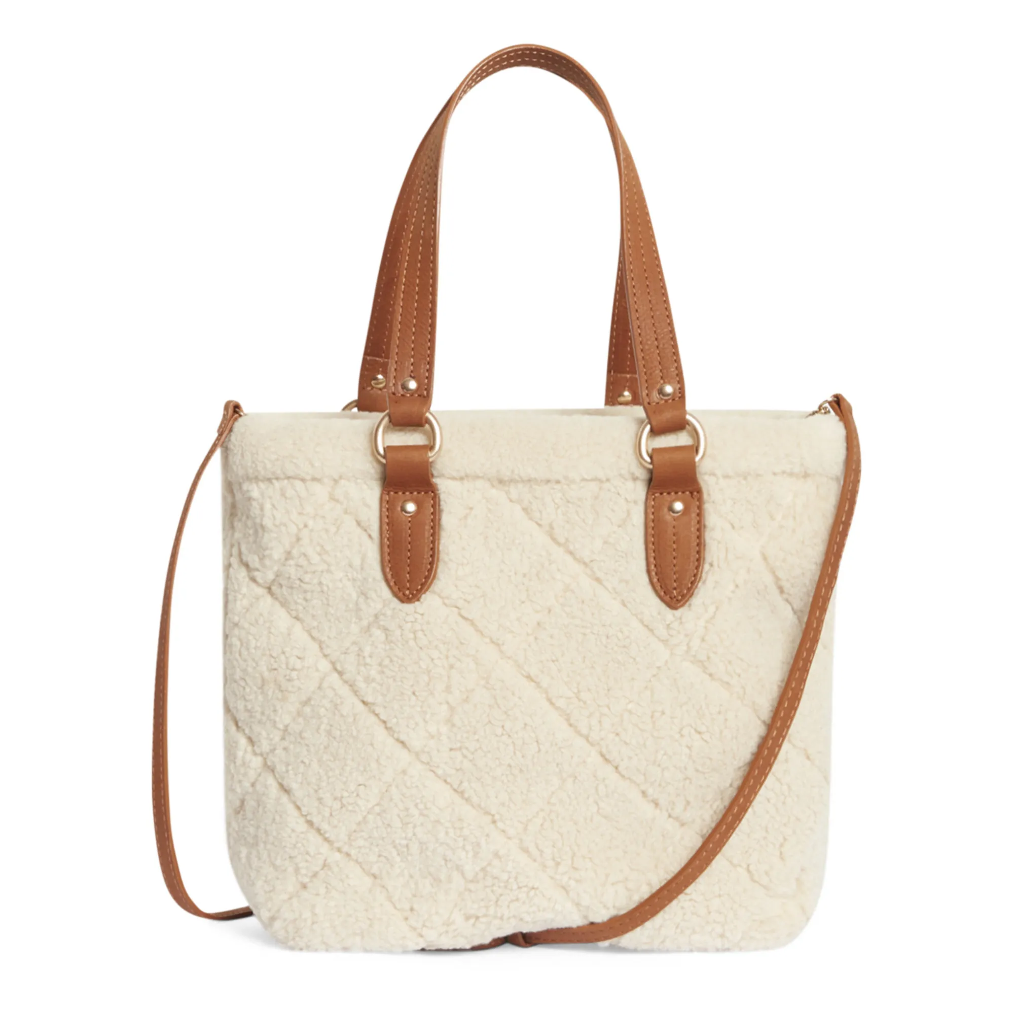 Vanessa Bruno Ecru Tote S Quilted Shearling