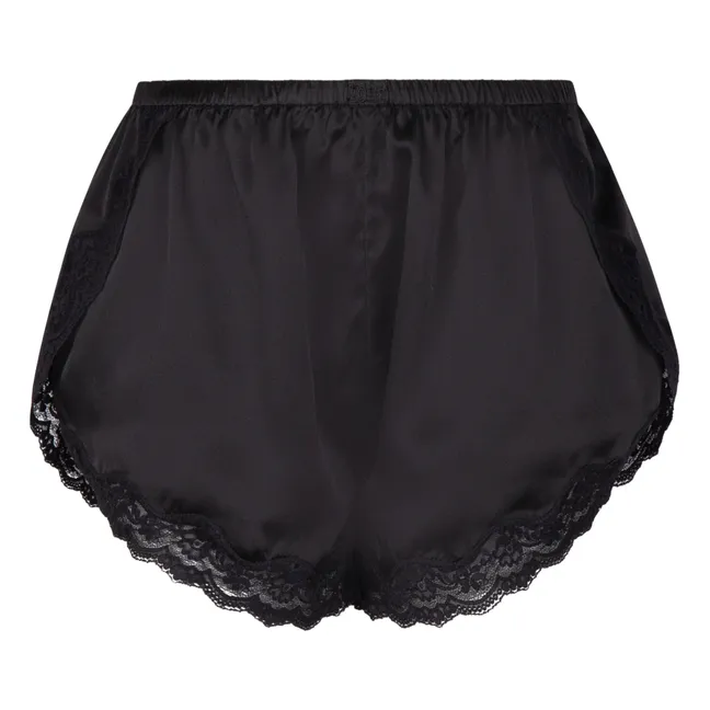 Pantalones cortos de pijama de seda Mae | Negro