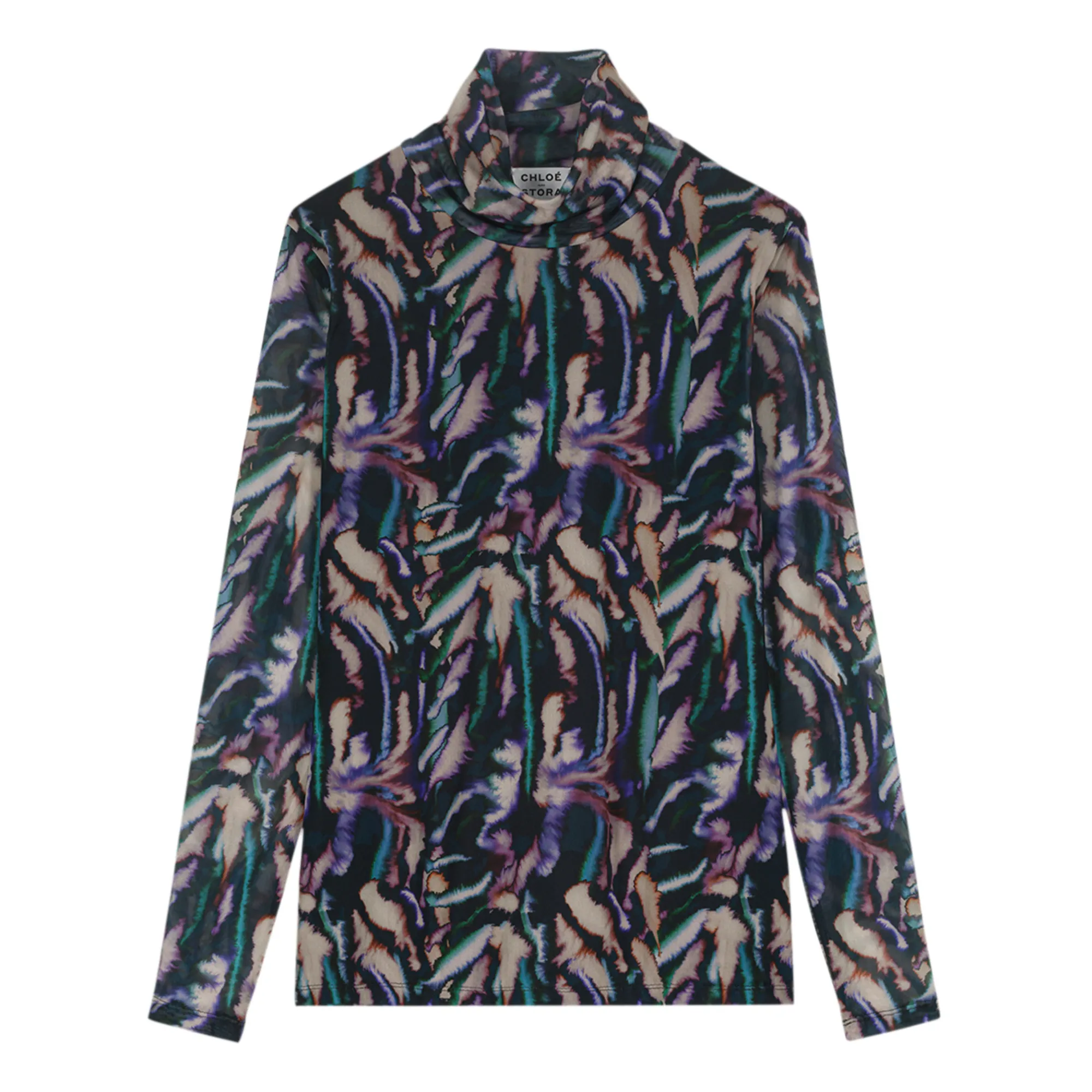Chloé Stora Purple Elie Tulle Roll Neck Top