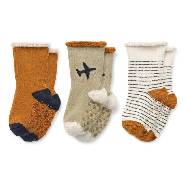 3er-Set Eloy Anti-Rutsch-Socken | Kamelbraun
