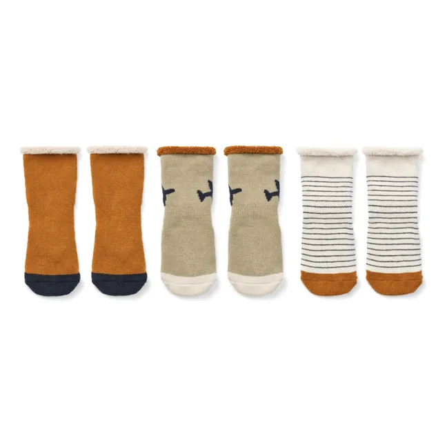 3er-Set Eloy Anti-Rutsch-Socken | Kamelbraun