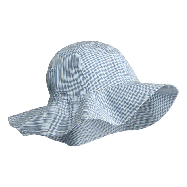Amelia organic cotton striped hat | Blue