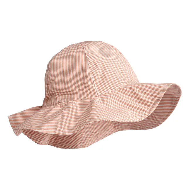 Amelia organic cotton striped hat | Peach