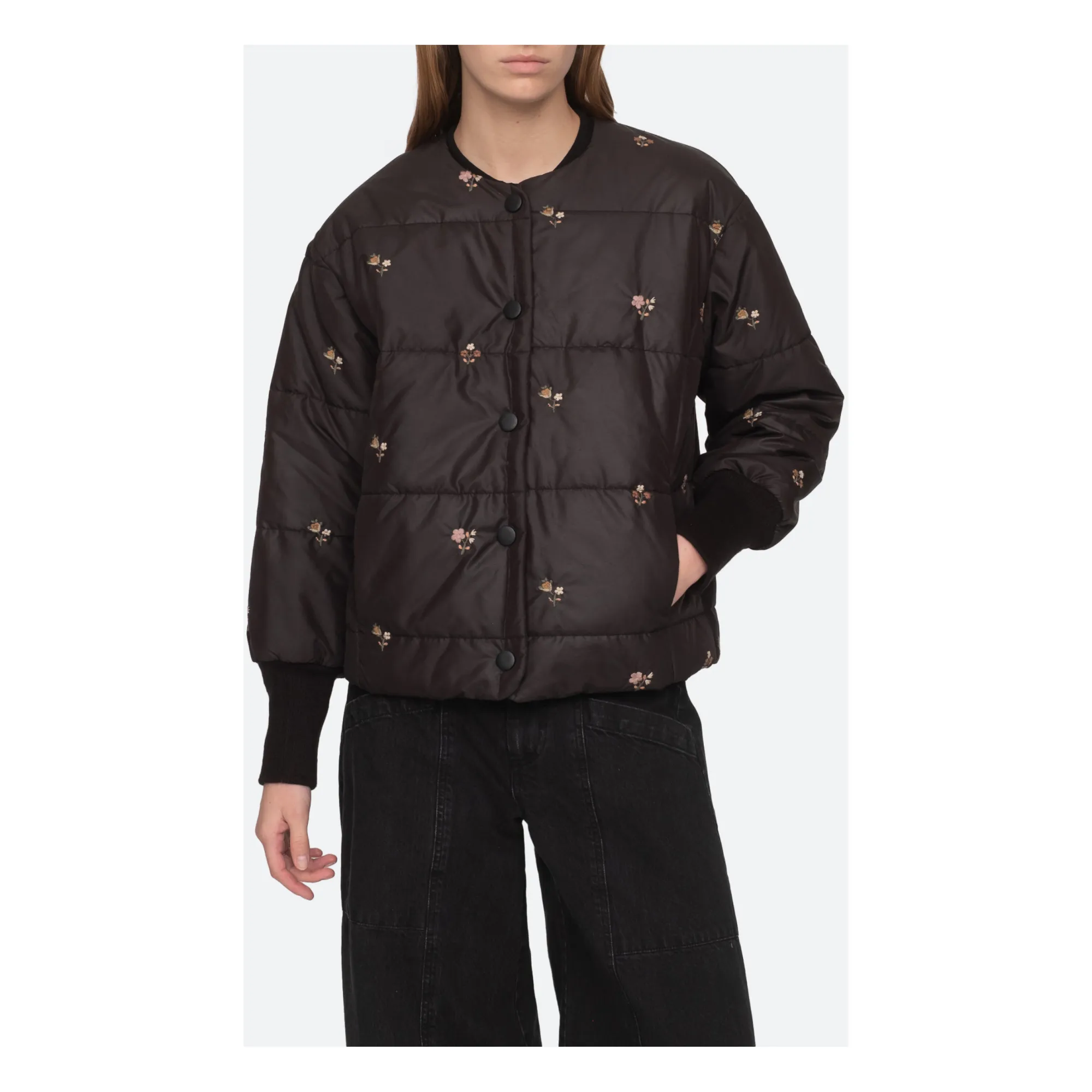 Sea Ny Black Embroidered Coat Rubina