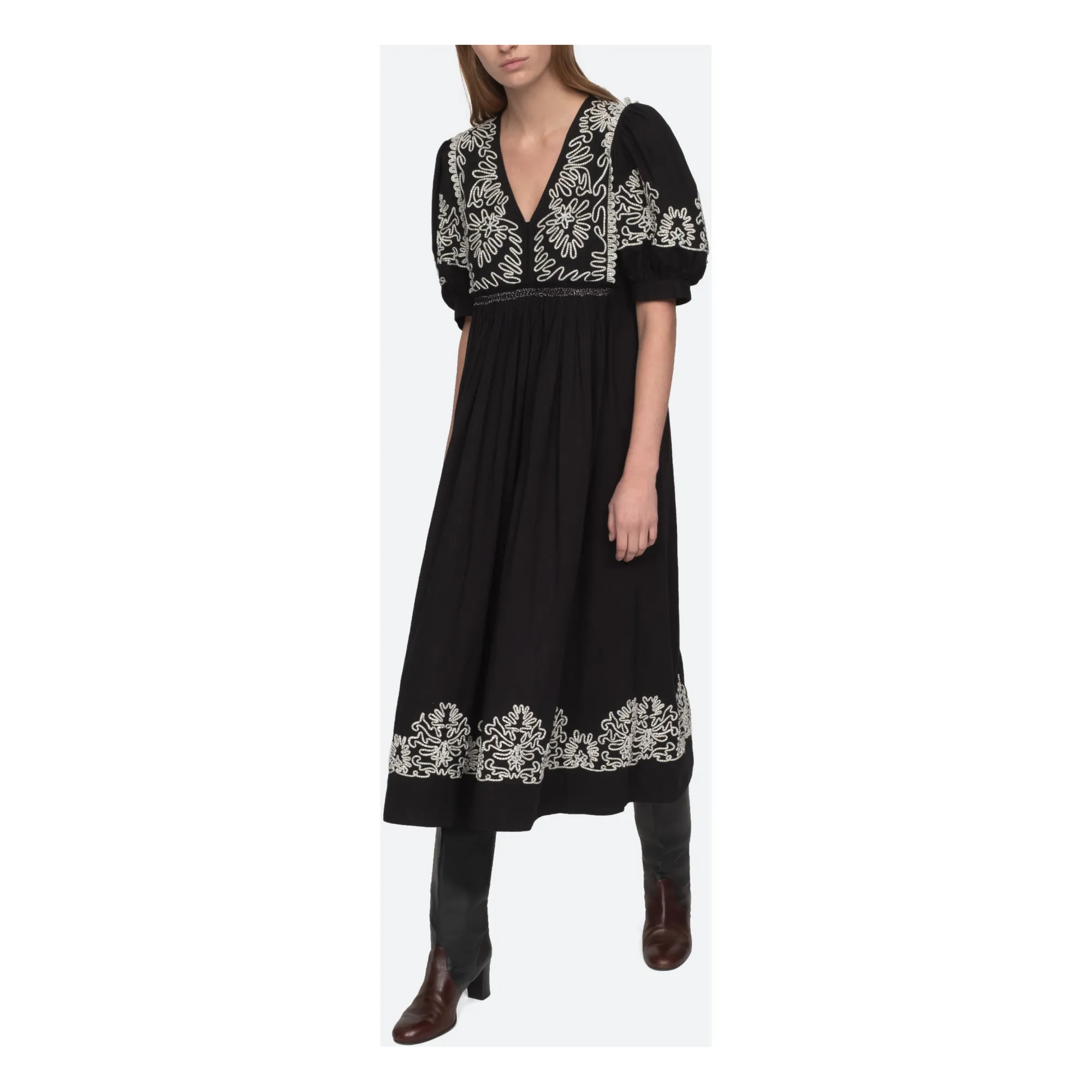 Sea Ny Black Cordera Embroidered Dress