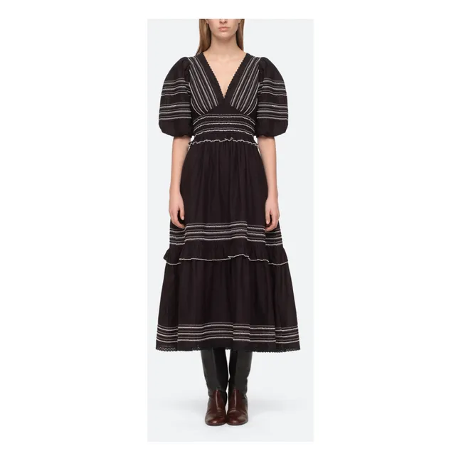 Mable Cambric Midi Dress | Black