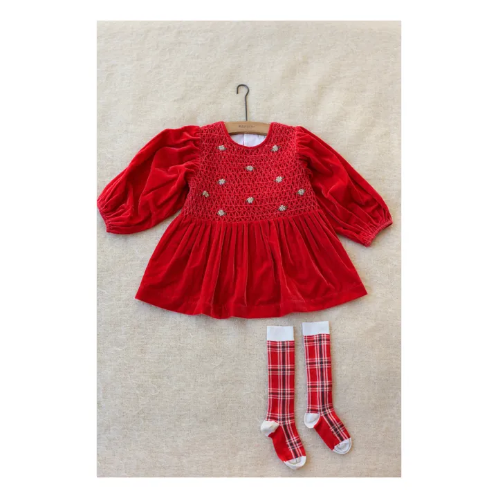 Velvet Smocked Dress - Christmas Collection - Hand - Hand - Hand - Hand - Hand | Red- Product image n°0