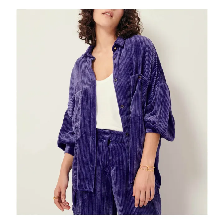 Kyoto Überhemd aus geripptem Samt | Violett- Produktbild Nr. 0