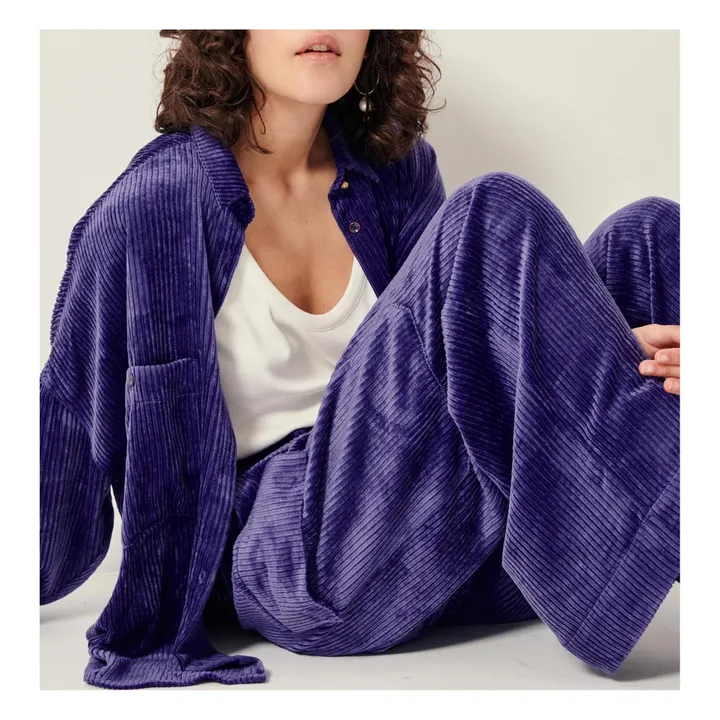 Kyoto Überhemd aus geripptem Samt | Violett- Produktbild Nr. 4