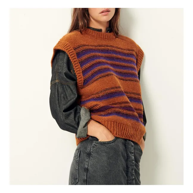Opper Wool Sleeveless Sweater | Copper red