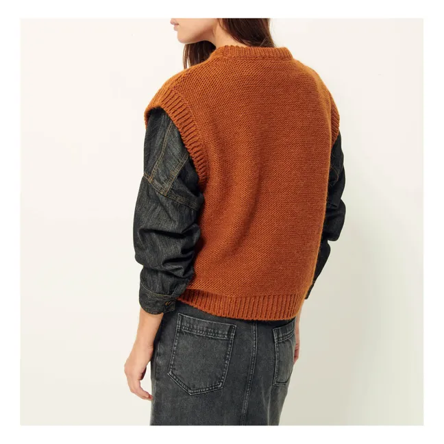 Opper Wool Sleeveless Sweater | Copper red