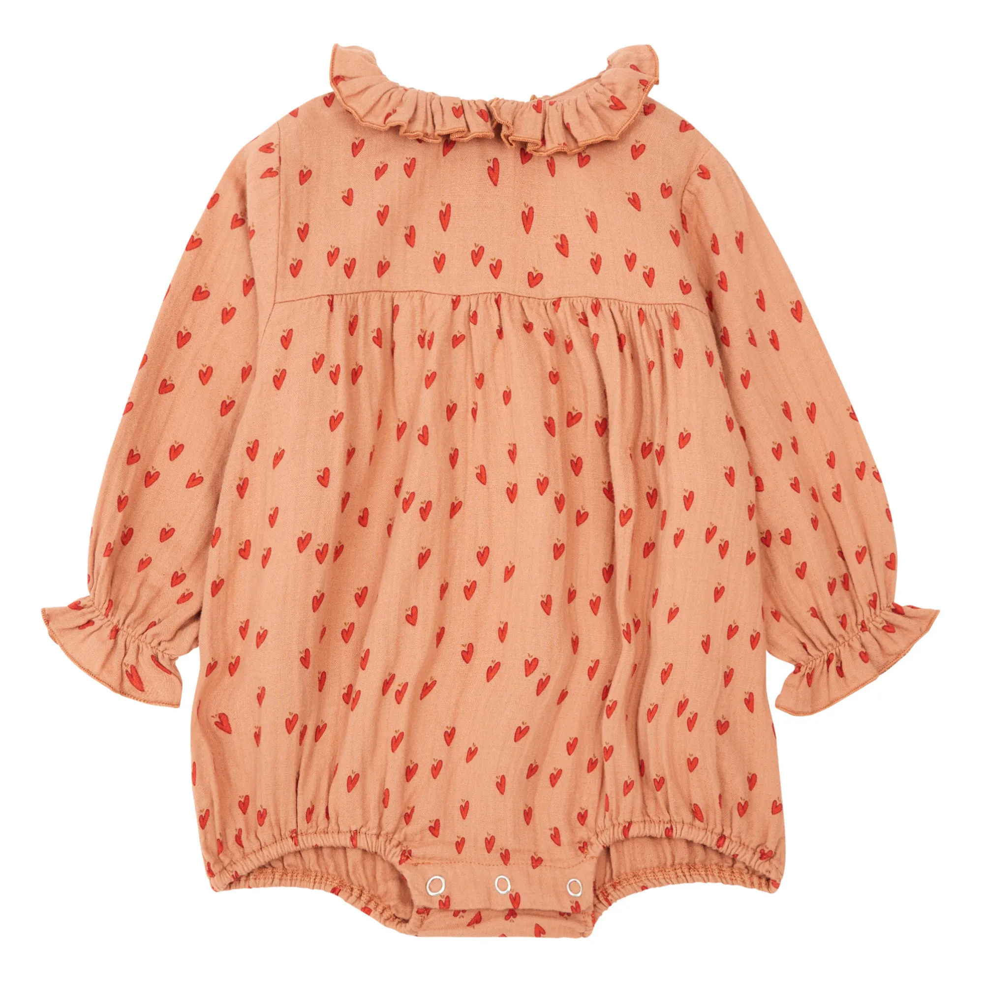 Marlot Paris Dusty Pink Cotton Gauze Romper Love Hearts
