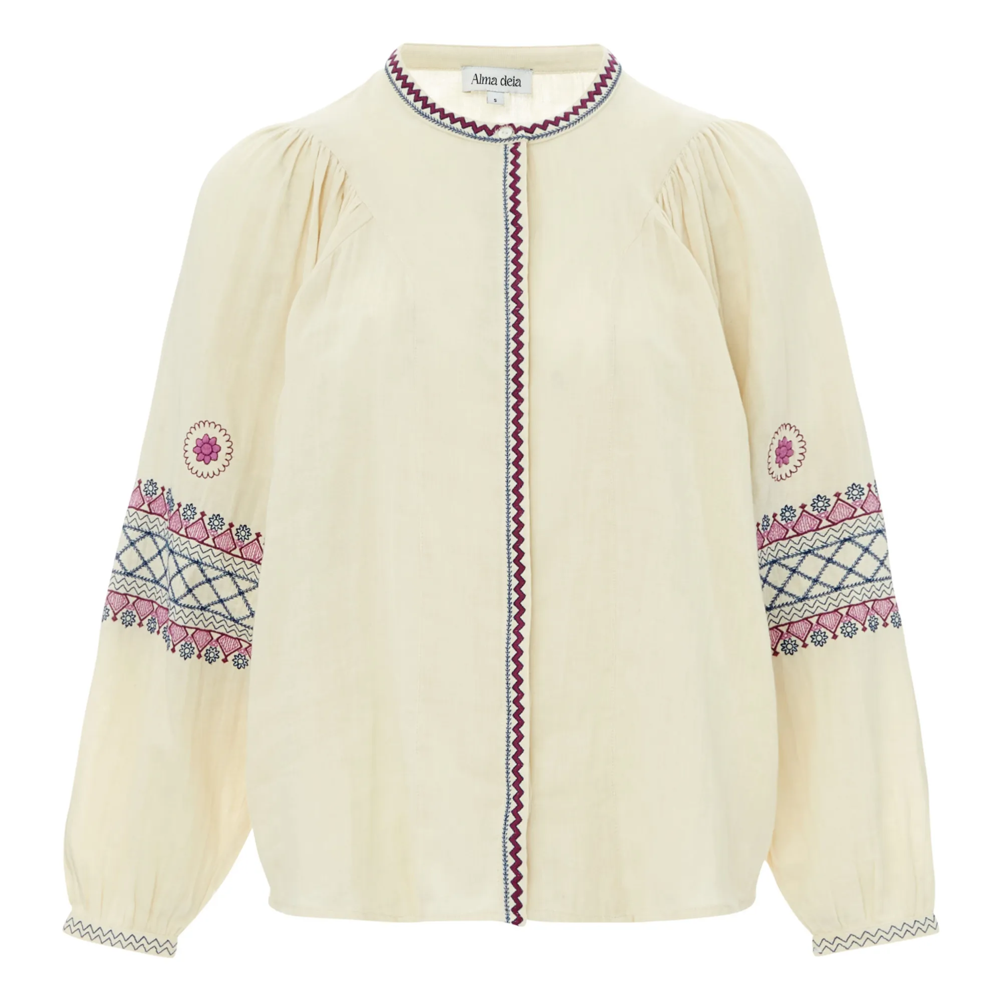 Alma Deia Ecru Broderie Anglaise Organic Cotton Gauze Blouse