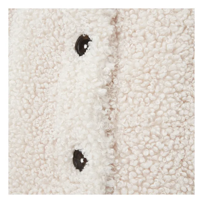 Chaqueta abotonada de sherpa boxy | Blanco Roto