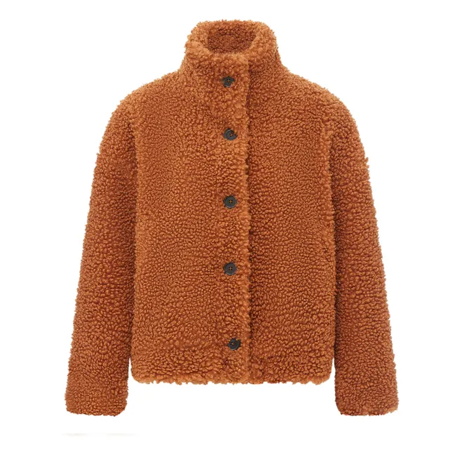 Chaqueta abotonada de sherpa boxy | Ladrillo