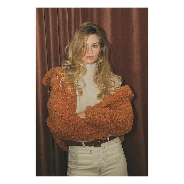 Chaqueta abotonada de sherpa boxy | Ladrillo